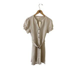 NWT Monteau Los Angeles Women's Button Front Short Sleeve Belted Dress - Small